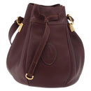 CARTIER Must Line Purse Shoulder Bag Leather Bordeaux Gold Auth 178254-13