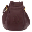 CARTIER Must Line Purse Shoulder Bag Leather Bordeaux Gold Auth 178254-2