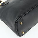 GUCCI Bamboo Hand Bag Leather Black Gold Auth 178255-14