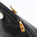 GUCCI Bamboo Hand Bag Leather Black Gold Auth 178255-10