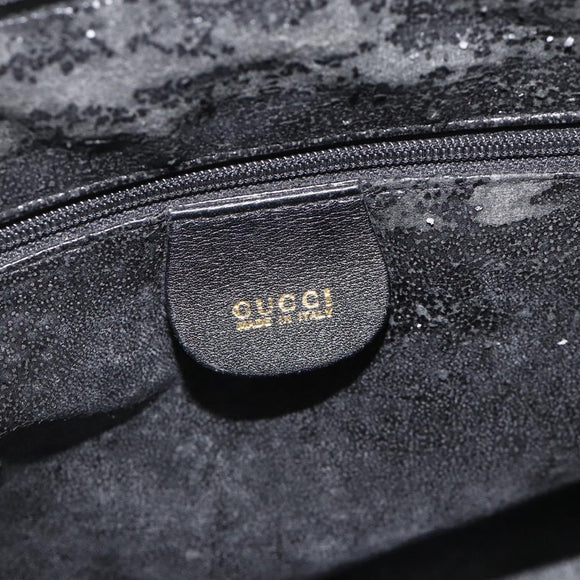 GUCCI Bamboo Hand Bag Leather Black Gold Auth 178255