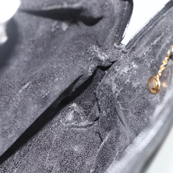 GUCCI Bamboo Hand Bag Leather Black Gold Auth 178255