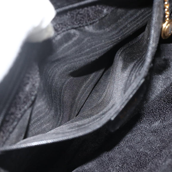 GUCCI Bamboo Hand Bag Leather Black Gold Auth 178255