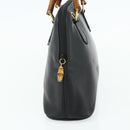 GUCCI Bamboo Hand Bag Leather Black Gold Auth 178255-3