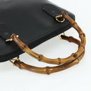 GUCCI Bamboo Hand Bag Leather Black Gold Auth 178255-7
