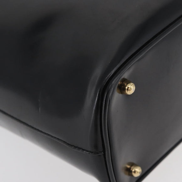 GUCCI Bamboo Hand Bag patent Black Gold 000 4781 0295 Auth 178256