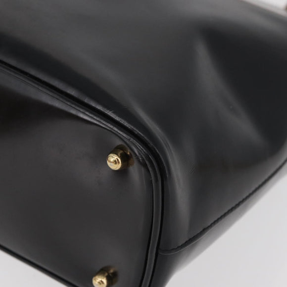 GUCCI Bamboo Hand Bag patent Black Gold 000 4781 0295 Auth 178256