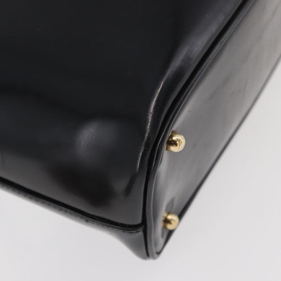 GUCCI Bamboo Hand Bag patent Black Gold 000 4781 0295 Auth 178256