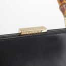 GUCCI Bamboo Hand Bag patent Black Gold 000 4781 0295 Auth 178256-9