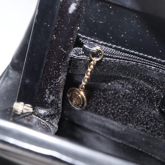 GUCCI Bamboo Hand Bag patent Black Gold 000 4781 0295 Auth 178256