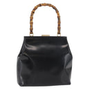 GUCCI Bamboo Hand Bag patent Black Gold 000 4781 0295 Auth 178256-1