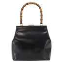 GUCCI Bamboo Hand Bag patent Black Gold 000 4781 0295 Auth 178256-13