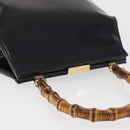 GUCCI Bamboo Hand Bag patent Black Gold 000 4781 0295 Auth 178256-6