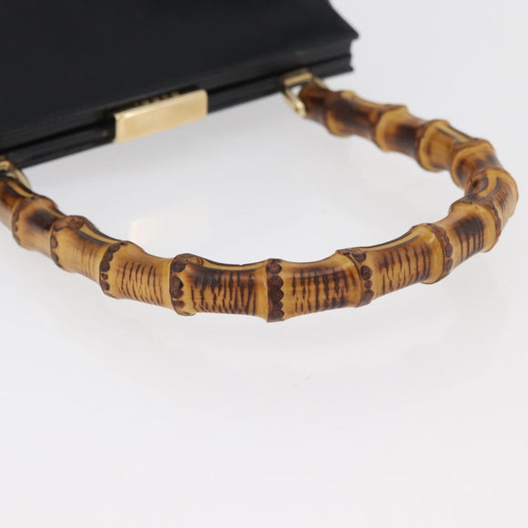 GUCCI Bamboo Hand Bag patent Black Gold 000 4781 0295 Auth 178256