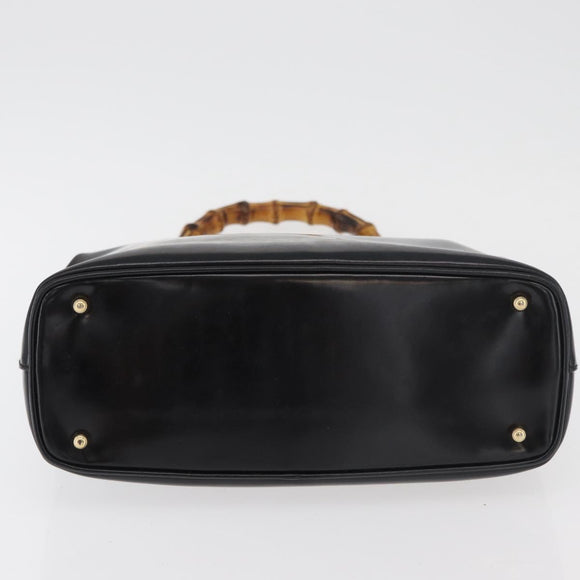 GUCCI Bamboo Hand Bag patent Black Gold 000 4781 0295 Auth 178256