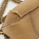 PRADA Chain Shoulder Bag Leather Beige Gold Auth 178257-11
