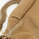 PRADA Chain Shoulder Bag Leather Beige Gold Auth 178257-13