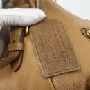 PRADA Chain Shoulder Bag Leather Beige Gold Auth 178257-14