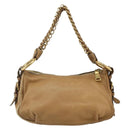 PRADA Chain Shoulder Bag Leather Beige Gold Auth 178257-3
