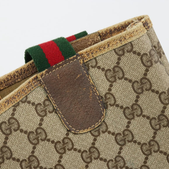 GUCCI GG Supreme Web Sherry Line Tote Bag PVC Beige Gold 39 02 003 Auth 178259