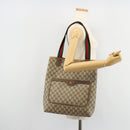 GUCCI GG Supreme Web Sherry Line Tote Bag PVC Beige Gold 39 02 003 Auth 178259-22
