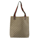 GUCCI GG Supreme Web Sherry Line Tote Bag PVC Beige Gold 39 02 003 Auth 178259-2