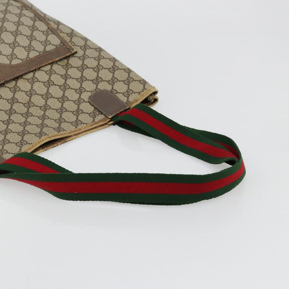 GUCCI GG Supreme Web Sherry Line Tote Bag PVC Beige Gold 39 02 003 Auth 178259