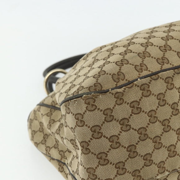 GUCCI GG Canvas Tote Bag Beige Gold 296835 Auth 178263