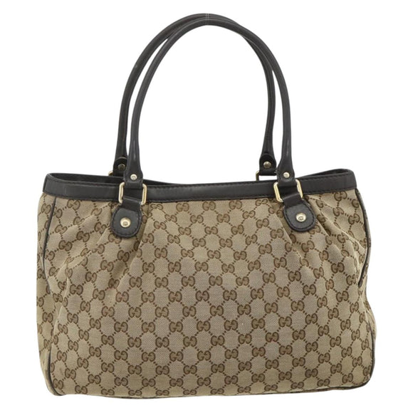 GUCCI GG Canvas Tote Bag Beige Gold 296835 Auth 178263