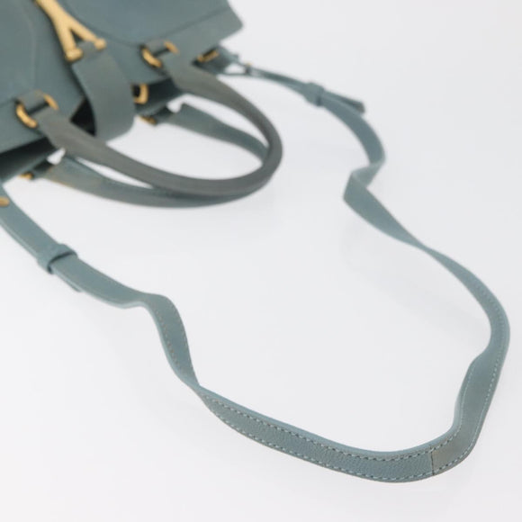 SAINT LAURENT Cavas Chic Hand Bag Leather 2way Light Blue Gold Auth 178268