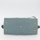 SAINT LAURENT Cavas Chic Hand Bag Leather 2way Light Blue Gold Auth 178268-6