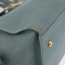 SAINT LAURENT Cavas Chic Hand Bag Leather 2way Light Blue Gold Auth 178268-10