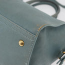 SAINT LAURENT Cavas Chic Hand Bag Leather 2way Light Blue Gold Auth 178268-16