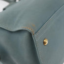 SAINT LAURENT Cavas Chic Hand Bag Leather 2way Light Blue Gold Auth 178268-17