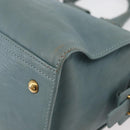 SAINT LAURENT Cavas Chic Hand Bag Leather 2way Light Blue Gold Auth 178268-18
