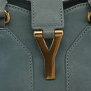 SAINT LAURENT Cavas Chic Hand Bag Leather 2way Light Blue Gold Auth 178268-19