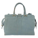 SAINT LAURENT Cavas Chic Hand Bag Leather 2way Light Blue Gold Auth 178268-2