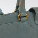 SAINT LAURENT Cavas Chic Hand Bag Leather 2way Light Blue Gold Auth 178268-3