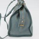 SAINT LAURENT Cavas Chic Hand Bag Leather 2way Light Blue Gold Auth 178268-4