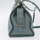 SAINT LAURENT Cavas Chic Hand Bag Leather 2way Light Blue Gold Auth 178268-5