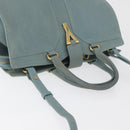 SAINT LAURENT Cavas Chic Hand Bag Leather 2way Light Blue Gold Auth 178268-7