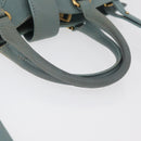 SAINT LAURENT Cavas Chic Hand Bag Leather 2way Light Blue Gold Auth 178268-8