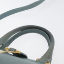 SAINT LAURENT Cavas Chic Hand Bag Leather 2way Light Blue Gold Auth 178268-14