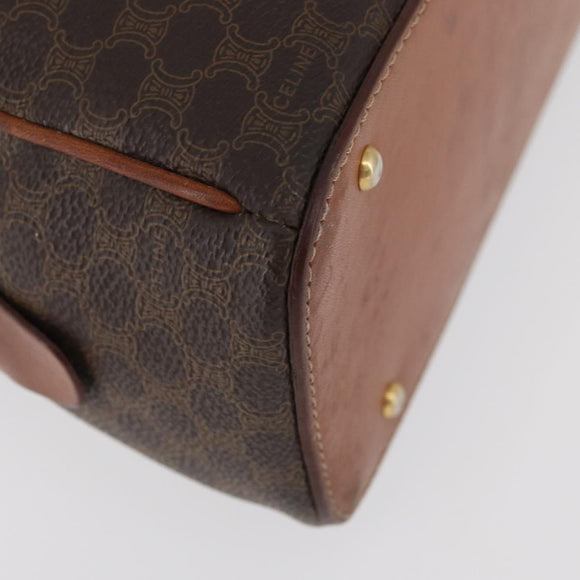 CELINE Macadam Canvas Hand Bag PVC Leather Brown Gold Auth 178270