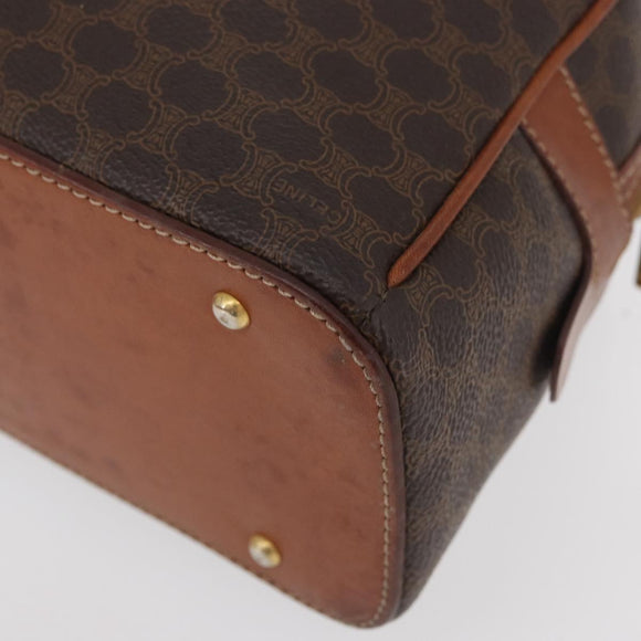 CELINE Macadam Canvas Hand Bag PVC Leather Brown Gold Auth 178270