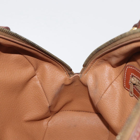 CELINE Macadam Canvas Hand Bag PVC Leather Brown Gold Auth 178270