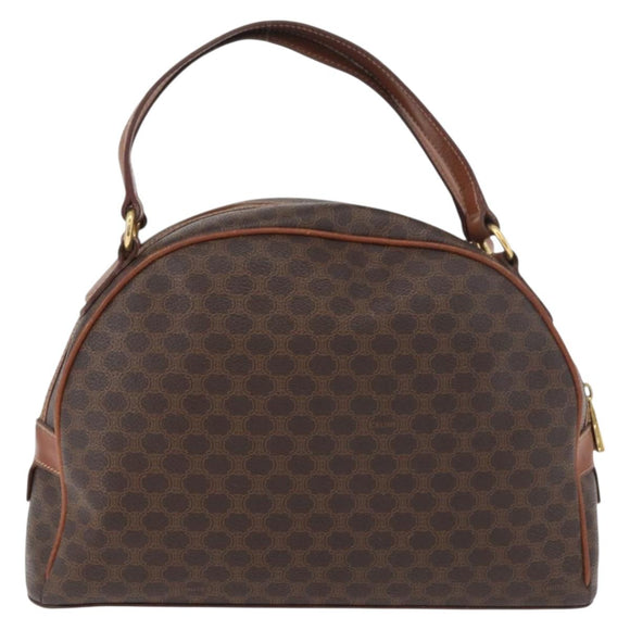 CELINE Macadam Canvas Hand Bag PVC Leather Brown Gold Auth 178270