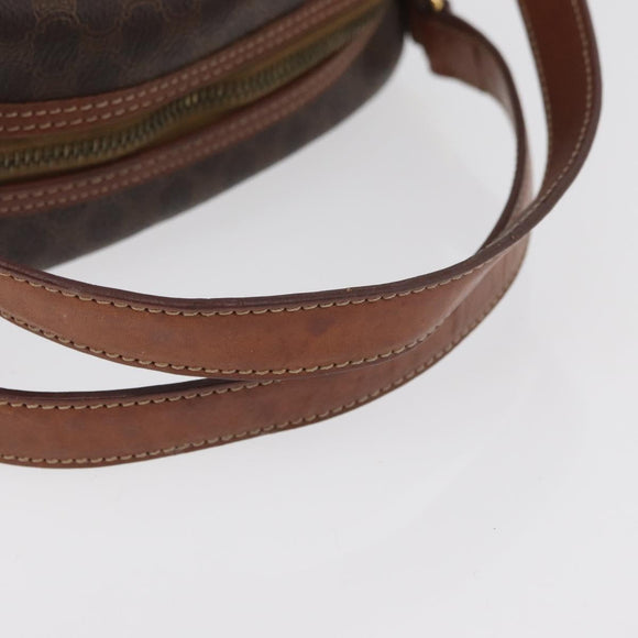 CELINE Macadam Canvas Hand Bag PVC Leather Brown Gold Auth 178270