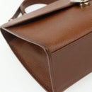 Burberrys Hand Bag Leather 2way Brown Gold Auth 178273-13