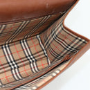 Burberrys Hand Bag Leather 2way Brown Gold Auth 178273-18